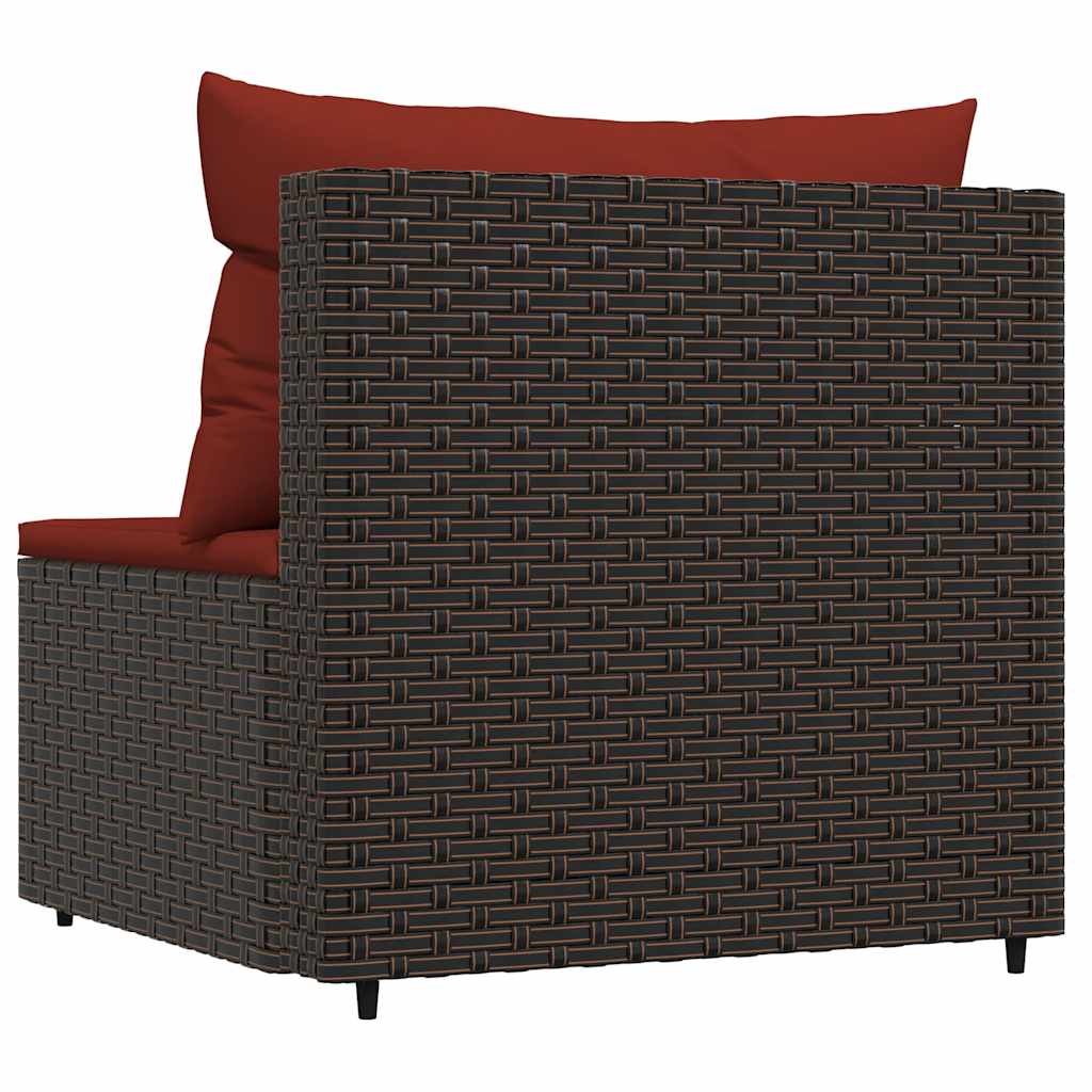 Tuinmiddenbank met kussens poly rattan bruin is nu te koop bij PeponiXL, paradijselijk wonen!