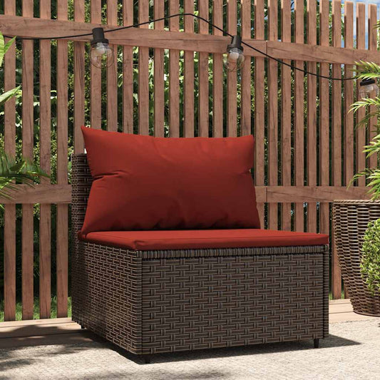 Tuinmiddenbank met kussens poly rattan bruin is nu te koop bij PeponiXL, paradijselijk wonen!
