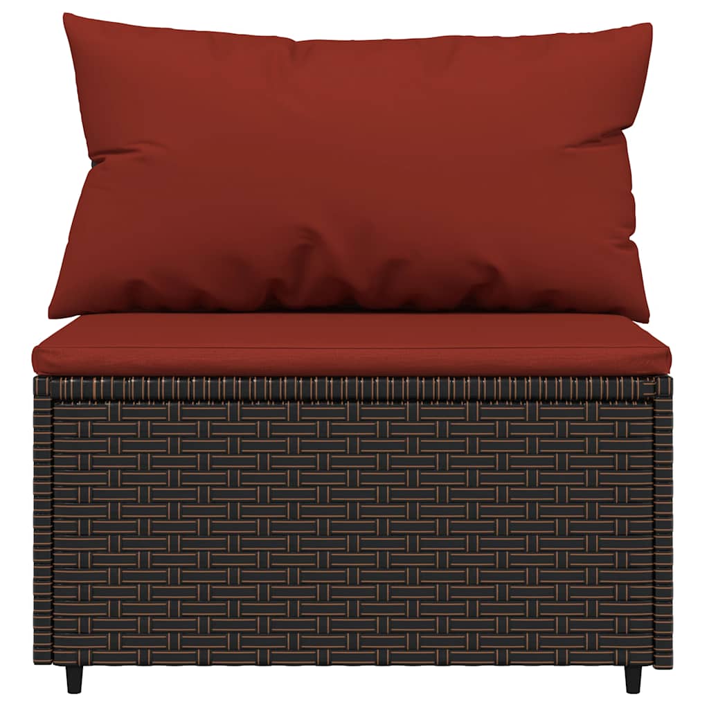Tuinmiddenbanken met kussens 2 st poly rattan bruin is nu te koop bij PeponiXL, paradijselijk wonen!