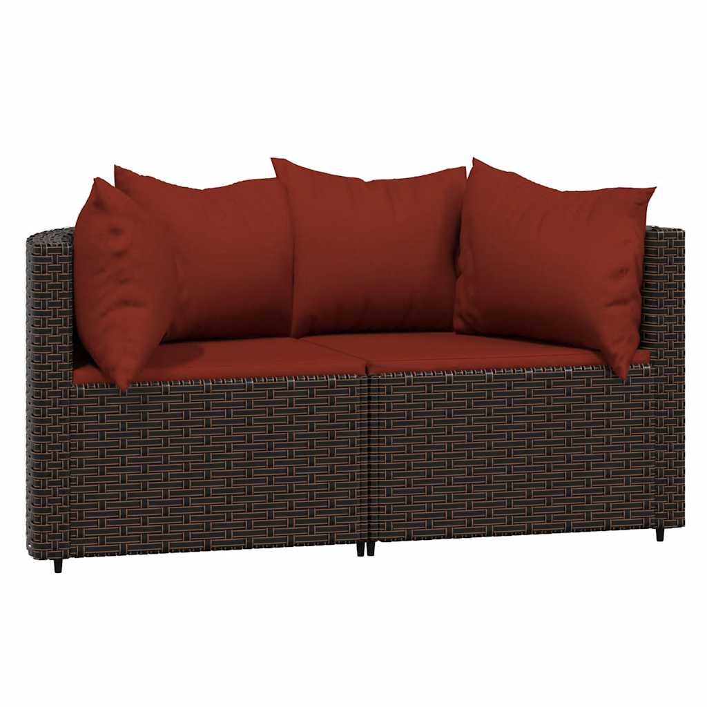 Tuinhoekbanken met kussens 2 st poly rattan bruin is nu te koop bij PeponiXL, paradijselijk wonen!