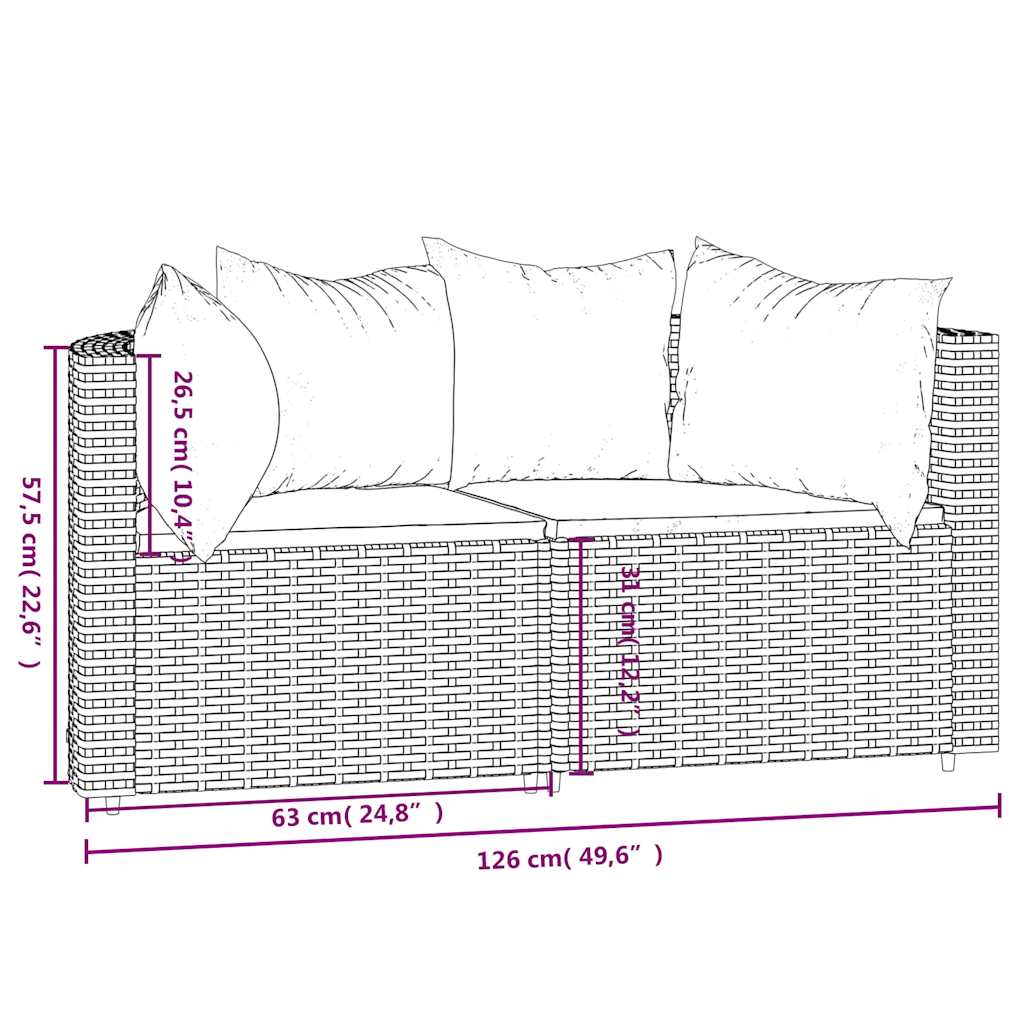 Tuinhoekbanken met kussens 2 st poly rattan bruin is nu te koop bij PeponiXL, paradijselijk wonen!