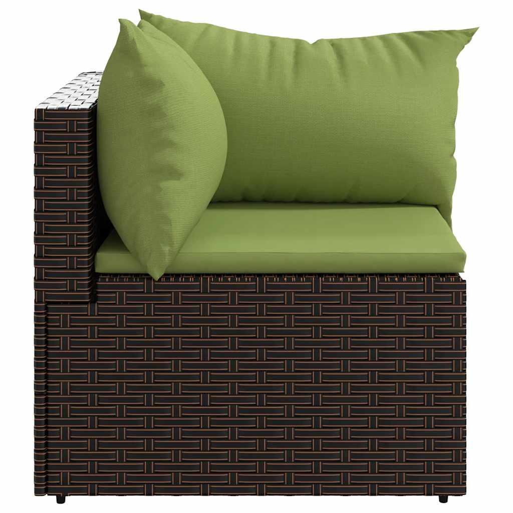 Tuinhoekbank met kussens poly rattan bruin is nu te koop bij PeponiXL, paradijselijk wonen!