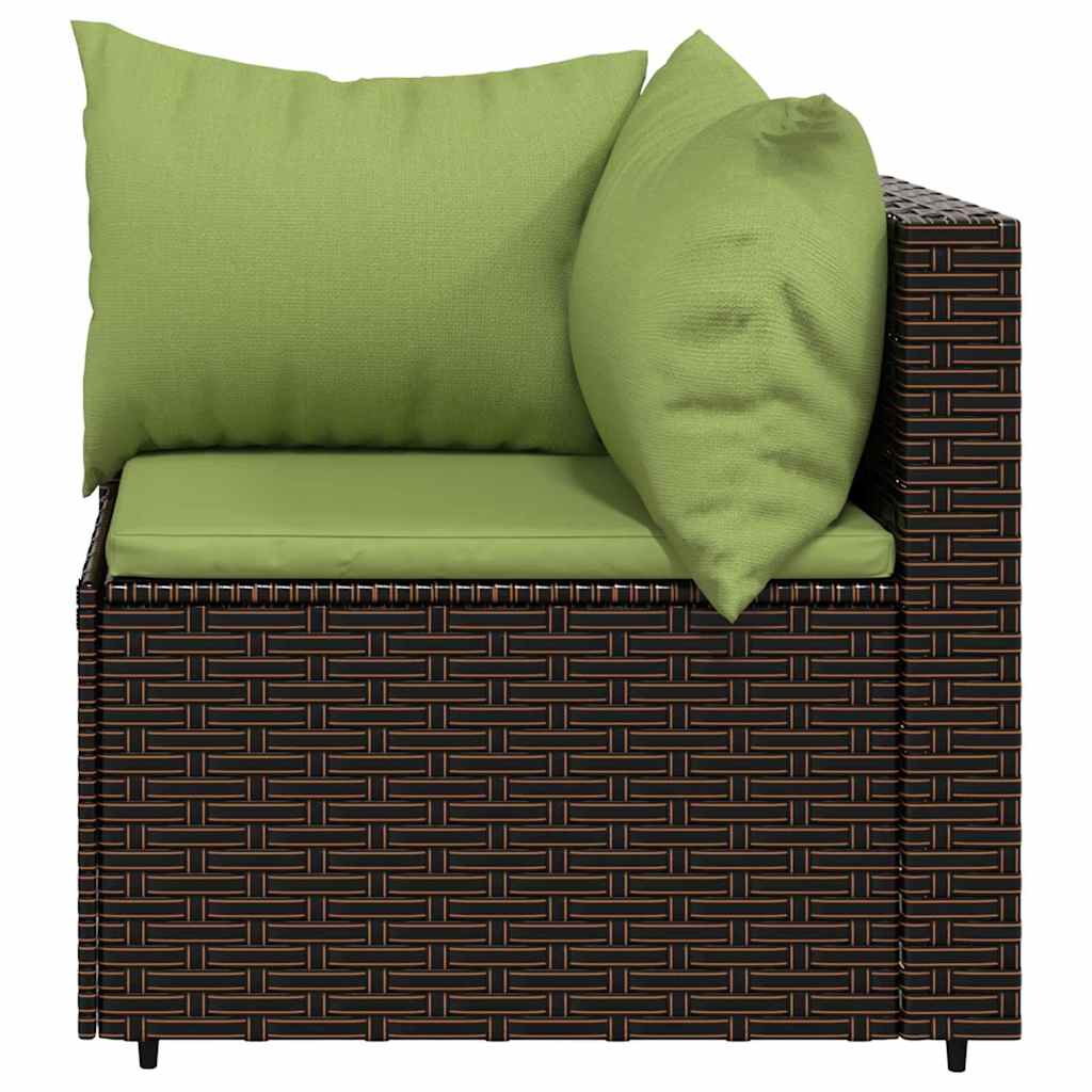 Tuinhoekbank met kussens poly rattan bruin is nu te koop bij PeponiXL, paradijselijk wonen!
