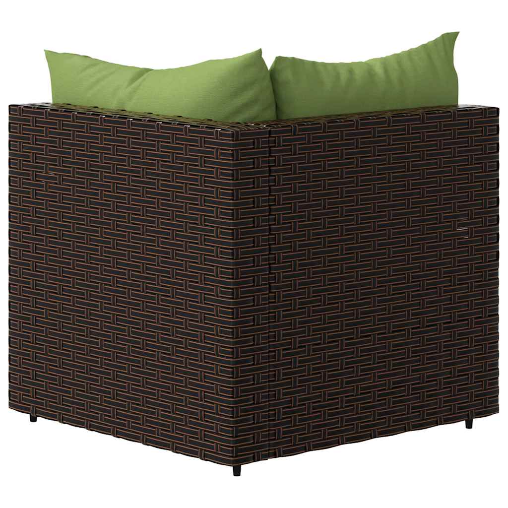 Tuinhoekbank met kussens poly rattan bruin is nu te koop bij PeponiXL, paradijselijk wonen!