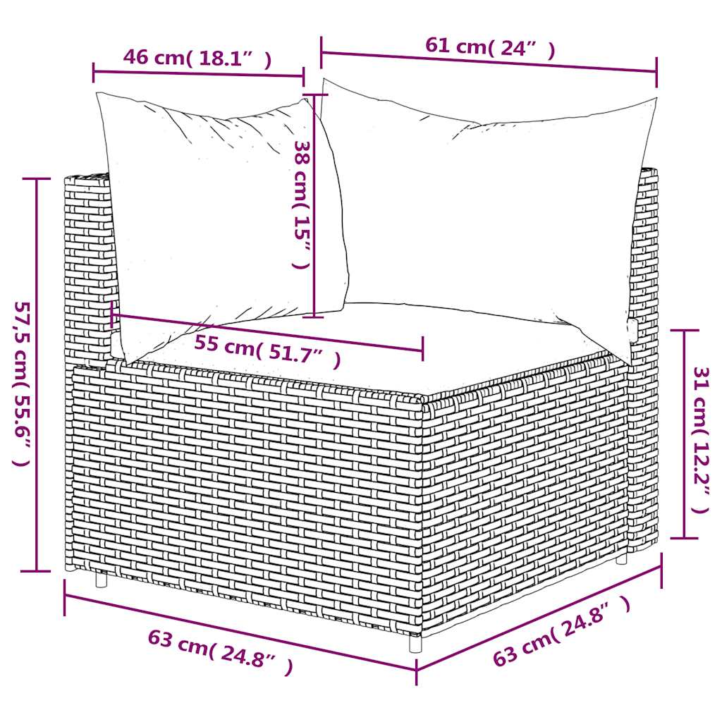 Tuinhoekbank met kussens poly rattan bruin is nu te koop bij PeponiXL, paradijselijk wonen!