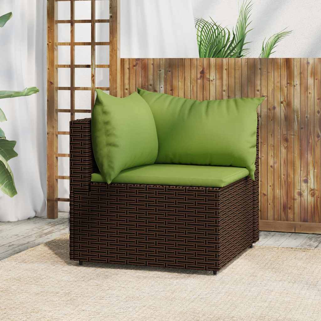 Tuinhoekbank met kussens poly rattan bruin is nu te koop bij PeponiXL, paradijselijk wonen!