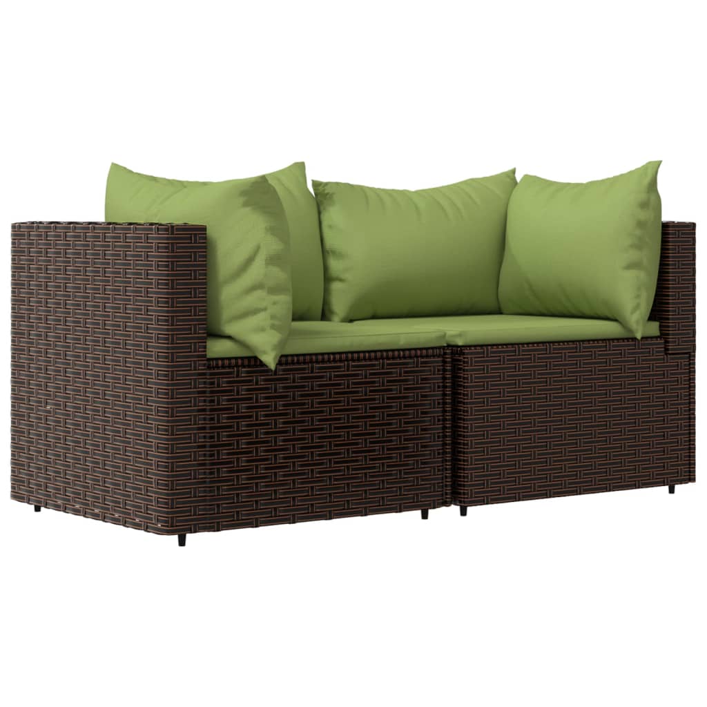 Tuinhoekbanken met kussens 2 st poly rattan bruin is nu te koop bij PeponiXL, paradijselijk wonen!