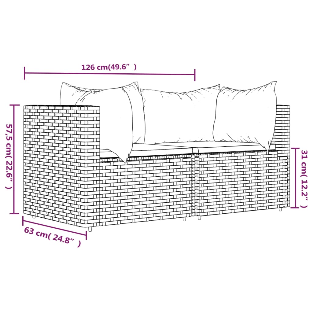 Tuinhoekbanken met kussens 2 st poly rattan bruin is nu te koop bij PeponiXL, paradijselijk wonen!