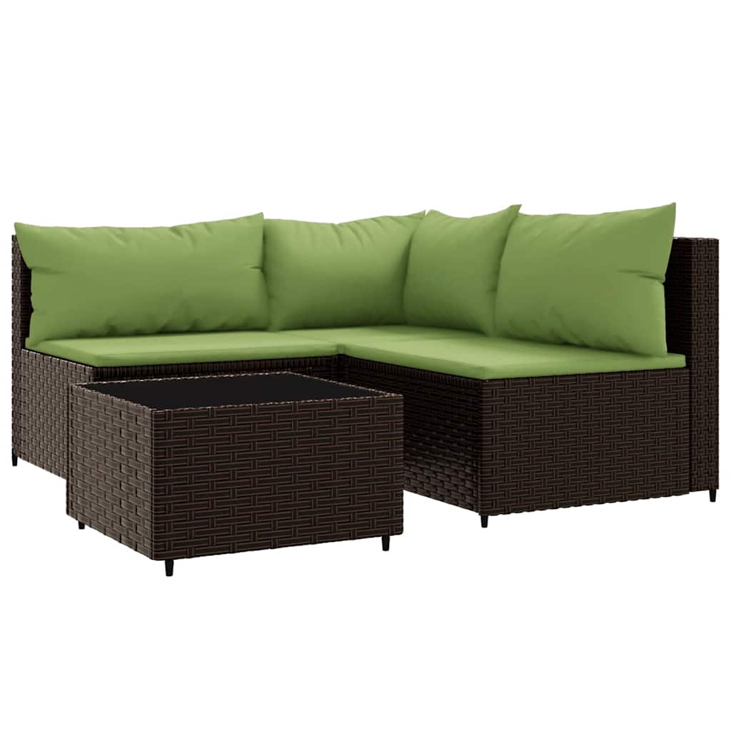 4-delige Loungeset met kussens poly rattan bruin is nu te koop bij PeponiXL, paradijselijk wonen!
