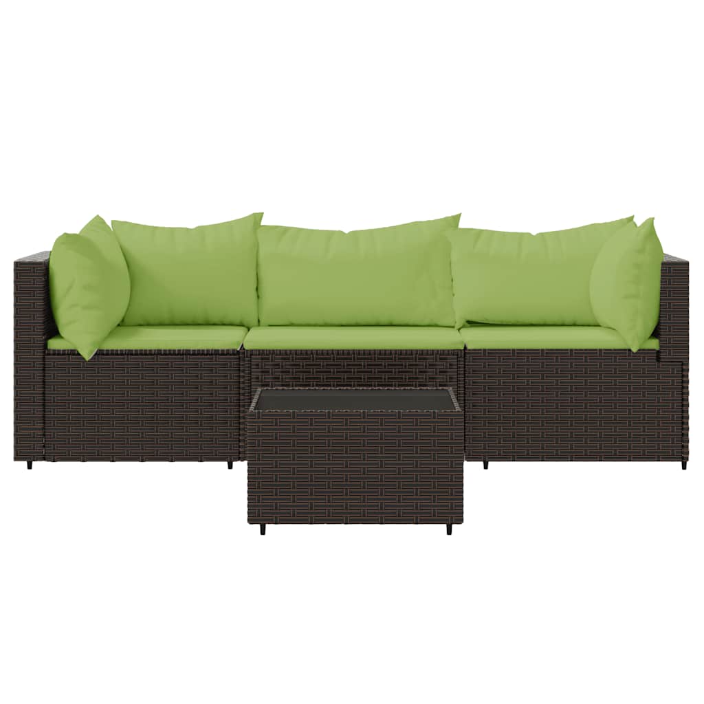 4-delige Loungeset met kussens poly rattan bruin is nu te koop bij PeponiXL, paradijselijk wonen!