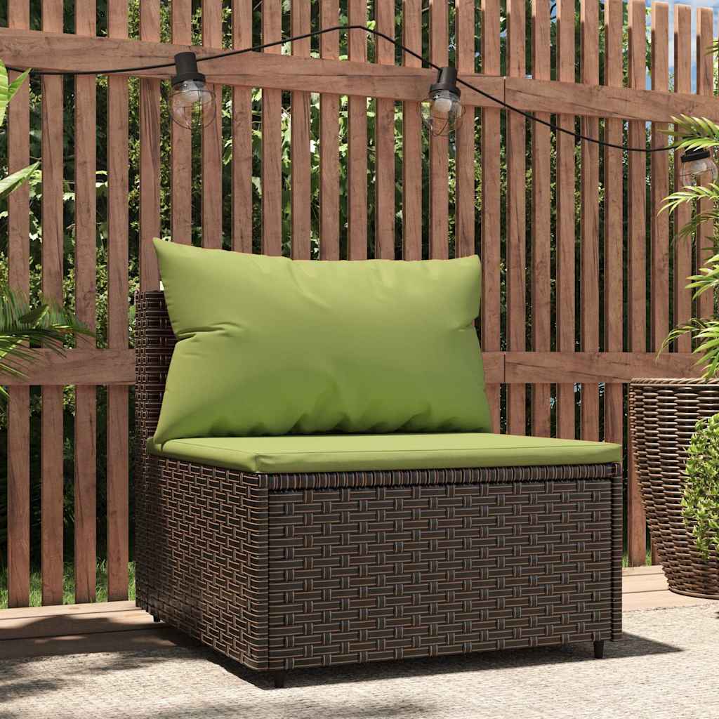 Tuinmiddenbank met kussens poly rattan bruin is nu te koop bij PeponiXL, paradijselijk wonen!