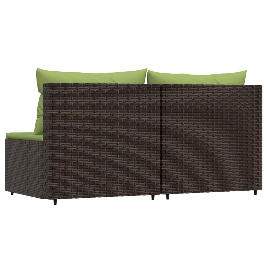 Tuinmiddenbanken met kussens 2 st poly rattan bruin is nu te koop bij PeponiXL, paradijselijk wonen!