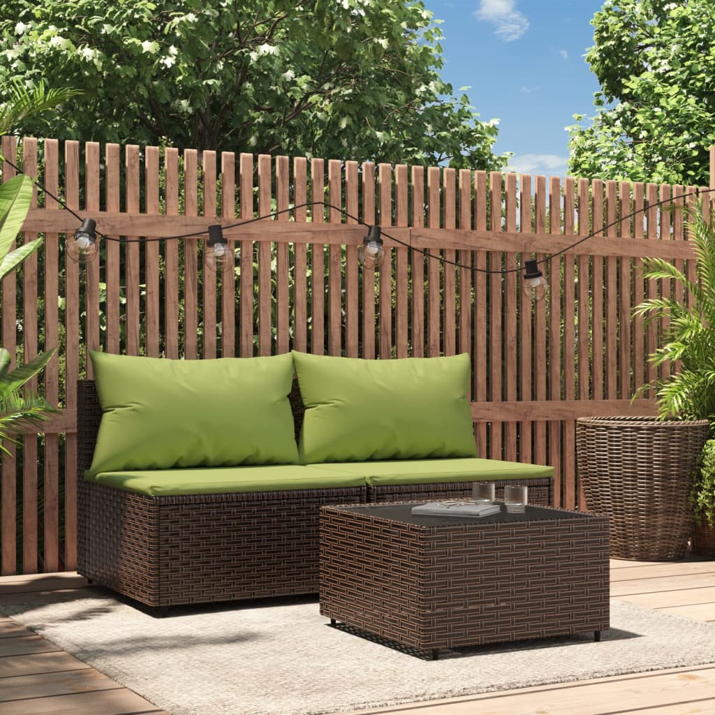 3-delige Loungeset met kussens poly rattan bruin is nu te koop bij PeponiXL, paradijselijk wonen!