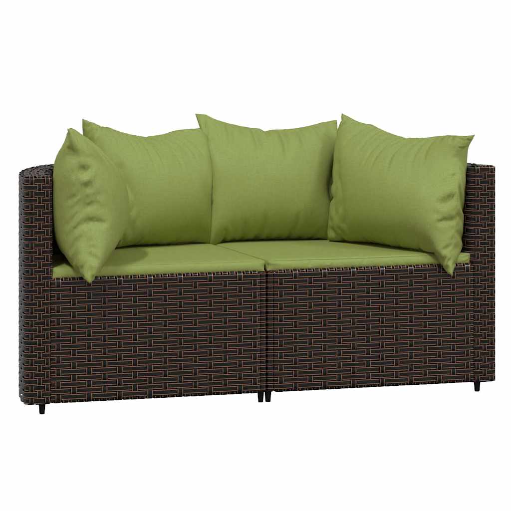Tuinhoekbanken met kussens 2 st poly rattan bruin is nu te koop bij PeponiXL, paradijselijk wonen!