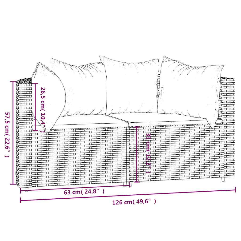 Tuinhoekbanken met kussens 2 st poly rattan bruin is nu te koop bij PeponiXL, paradijselijk wonen!