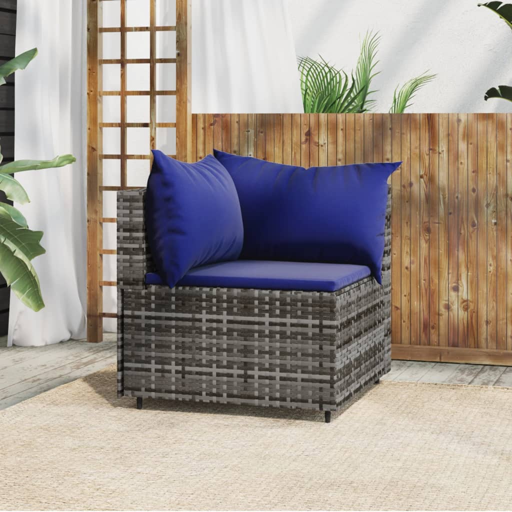 Tuinhoekbank met kussens poly rattan grijs is nu te koop bij PeponiXL, paradijselijk wonen!