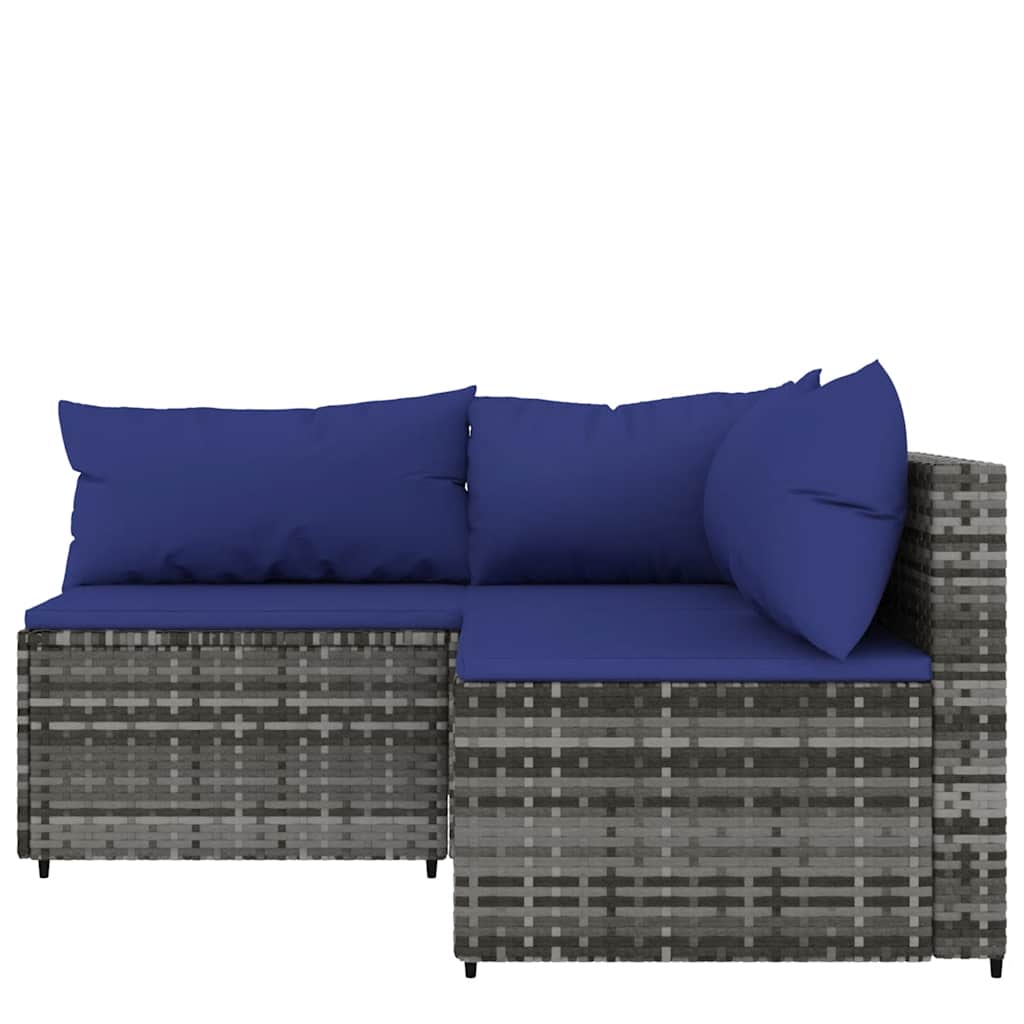 3-delige Loungeset met kussens poly rattan grijs is nu te koop bij PeponiXL, paradijselijk wonen!