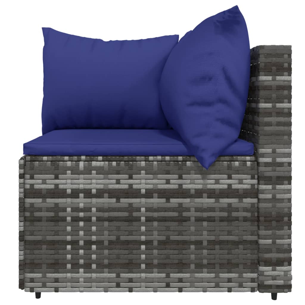 3-delige Loungeset met kussens poly rattan grijs is nu te koop bij PeponiXL, paradijselijk wonen!