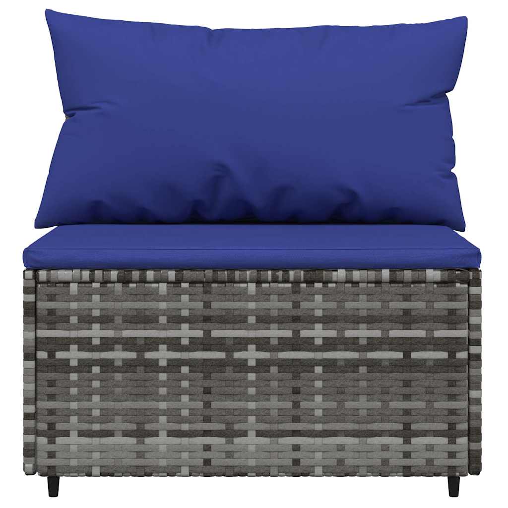 Tuinmiddenbank met kussens poly rattan grijs is nu te koop bij PeponiXL, paradijselijk wonen!