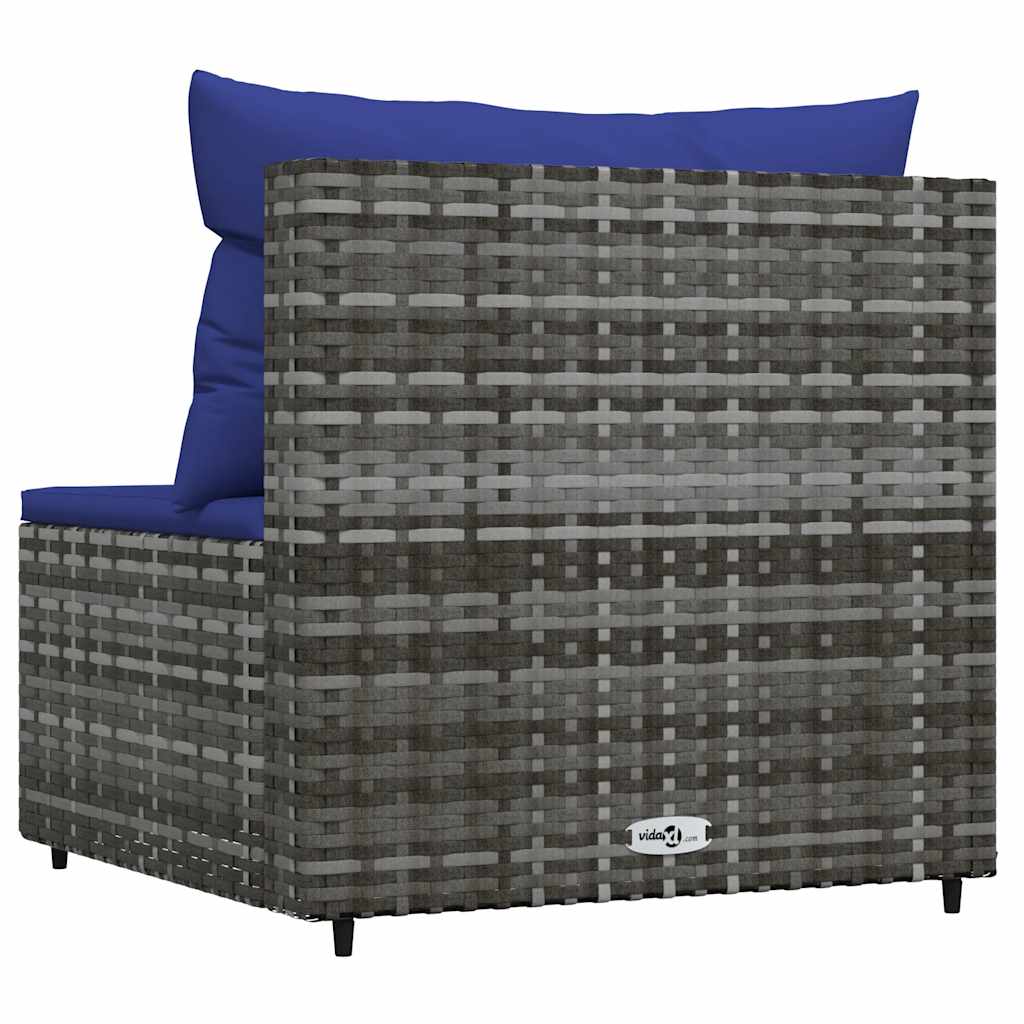 Tuinmiddenbank met kussens poly rattan grijs is nu te koop bij PeponiXL, paradijselijk wonen!