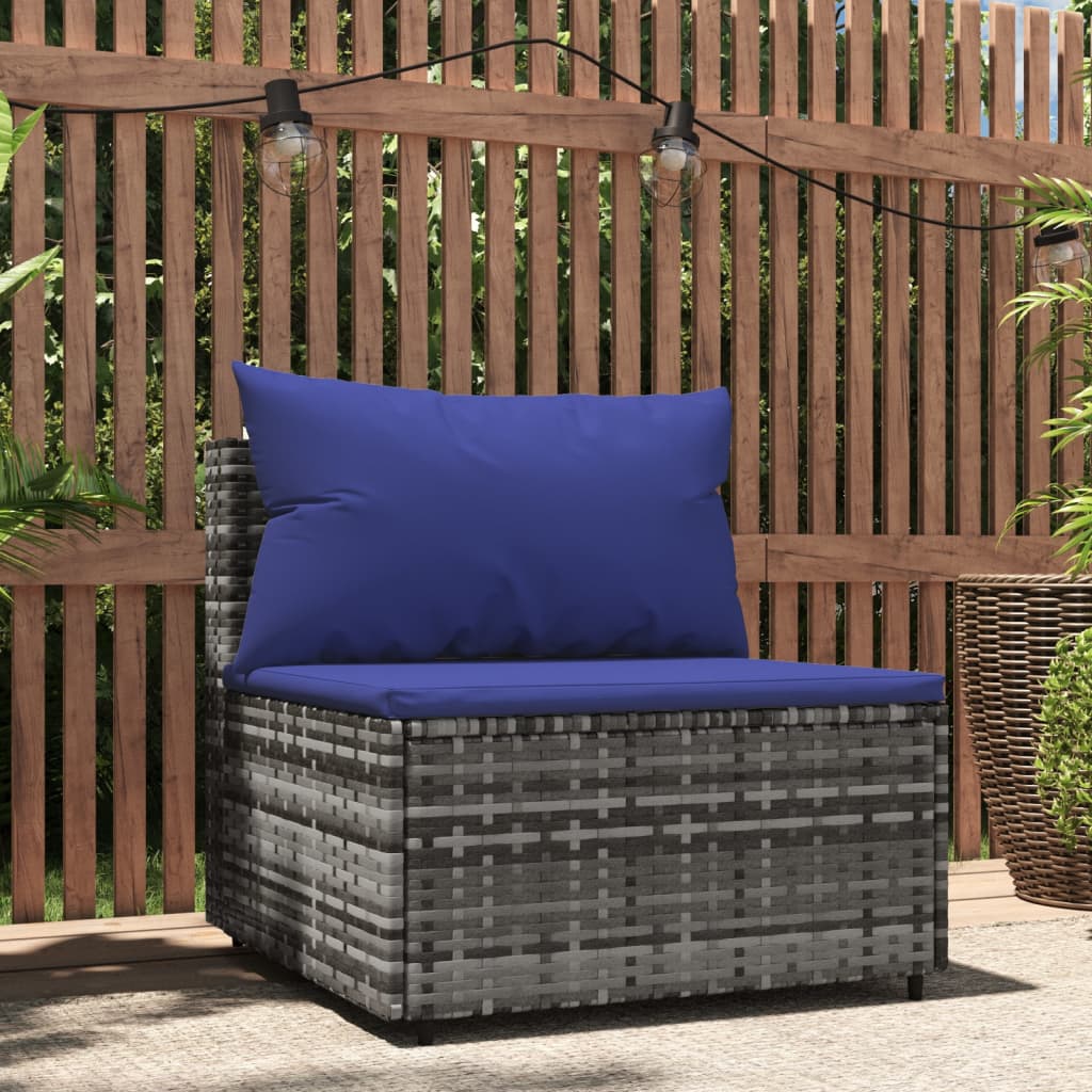 Tuinmiddenbank met kussens poly rattan grijs is nu te koop bij PeponiXL, paradijselijk wonen!