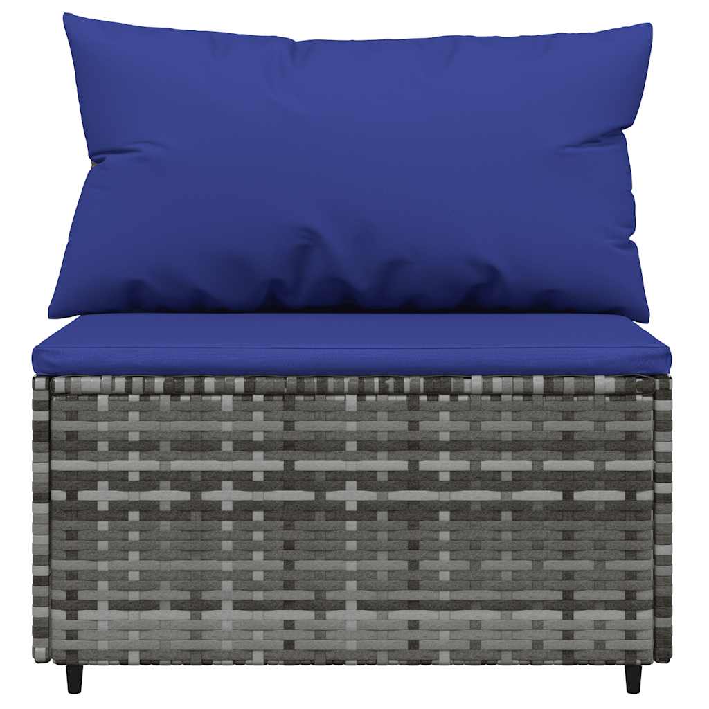 Tuinmiddenbank met kussens 2 st poly rattan grijs is nu te koop bij PeponiXL, paradijselijk wonen!