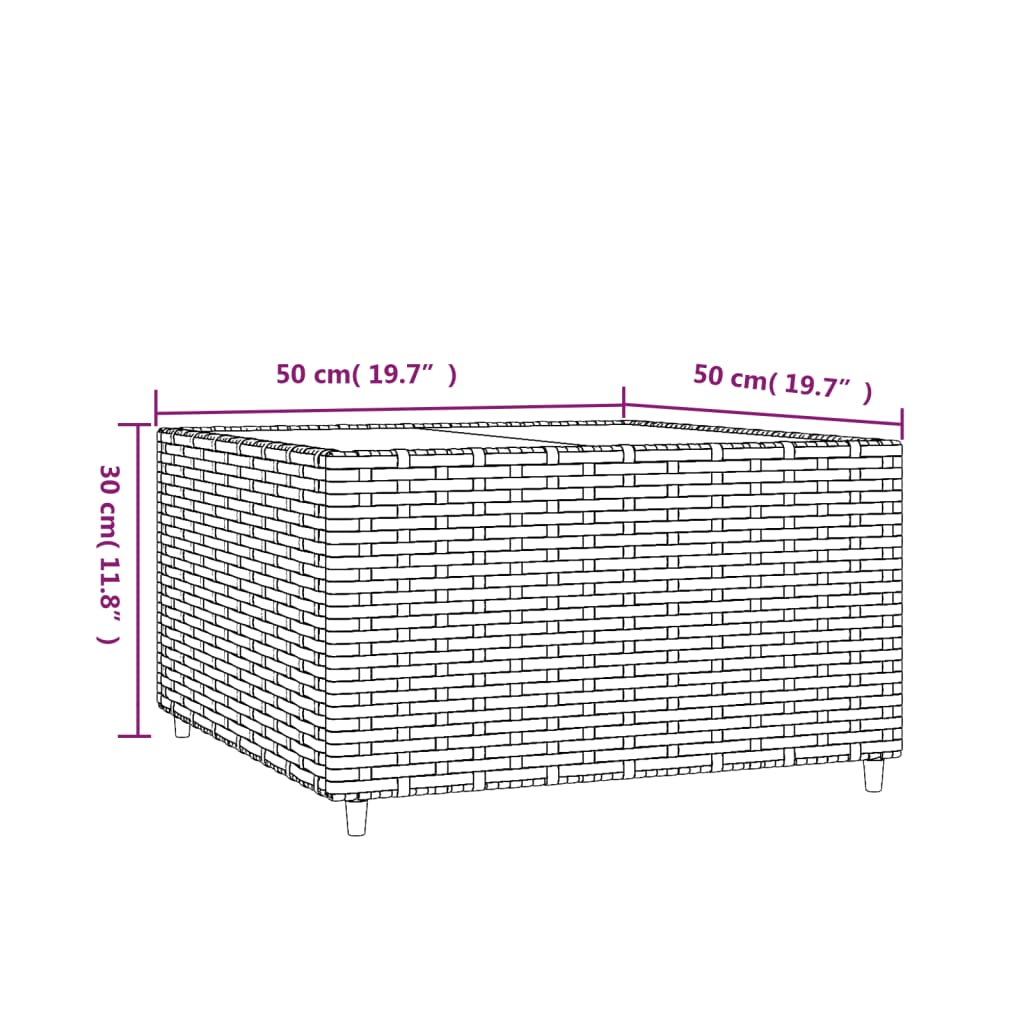 Salontafel tuin vierkant 50x50x30 cm poly rattan grijs is nu te koop bij PeponiXL, paradijselijk wonen!