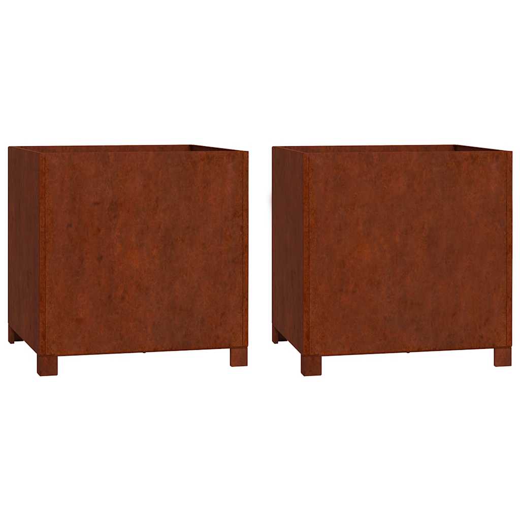 Plantenbakken met poten 2 st roestig 50x50x50 cm cortenstaal is nu te koop bij PeponiXL, paradijselijk wonen!