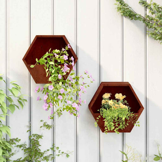 Plantenbakken wandmontage 2 st 30x10x25 cm cortenstaal roestig is nu te koop bij PeponiXL, paradijselijk wonen!