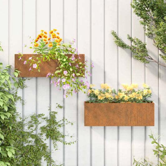 Plantenbakken wandmontage 2 st 53x10x17 cm cortenstaal roestig is nu te koop bij PeponiXL, paradijselijk wonen!