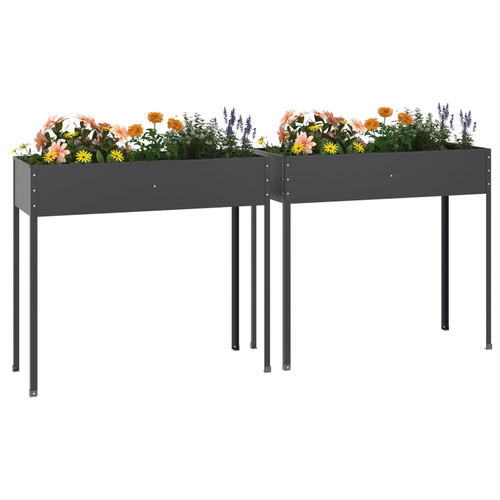 Plantenbakken 2 st gegalvaniseerd staal antracietkleurig is nu te koop bij PeponiXL, paradijselijk wonen!