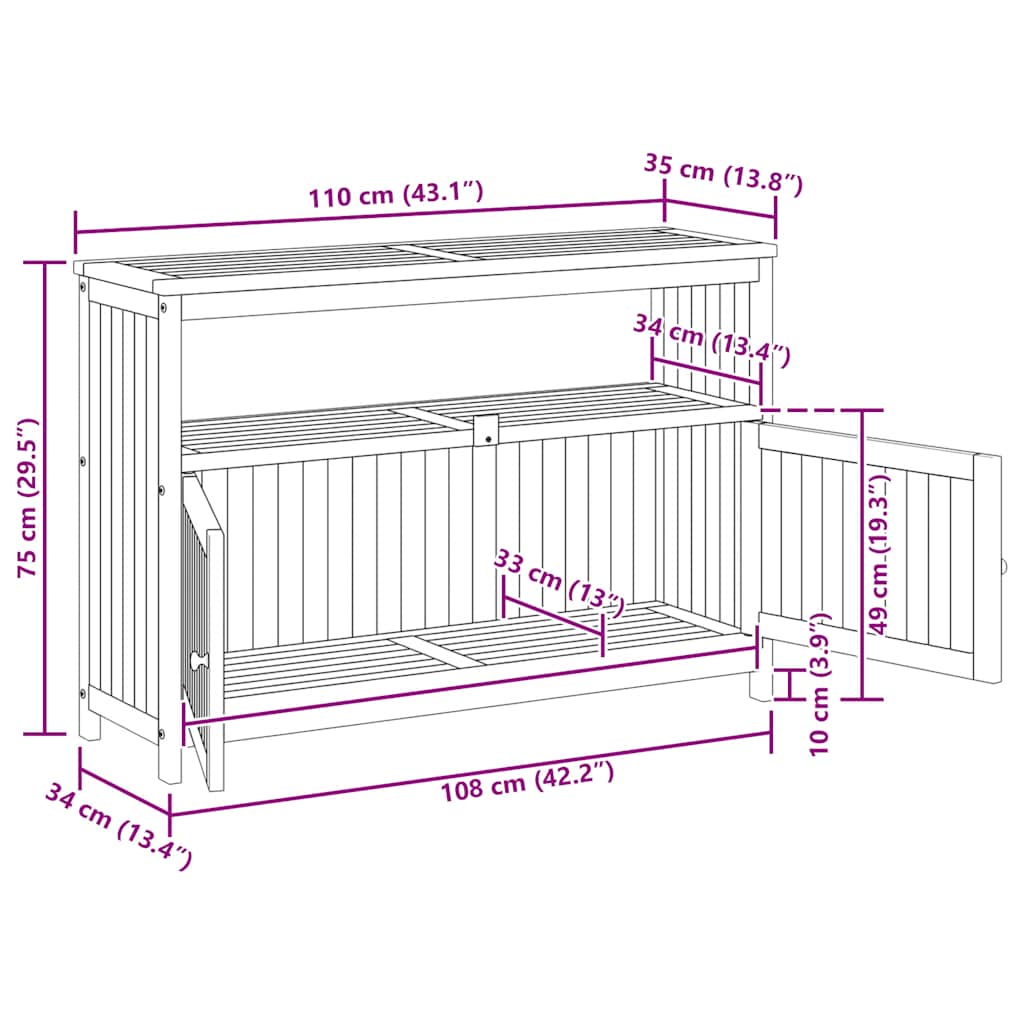 Tuinwandtafel 110x35x75 cm massief acaciahout is nu te koop bij PeponiXL, paradijselijk wonen!