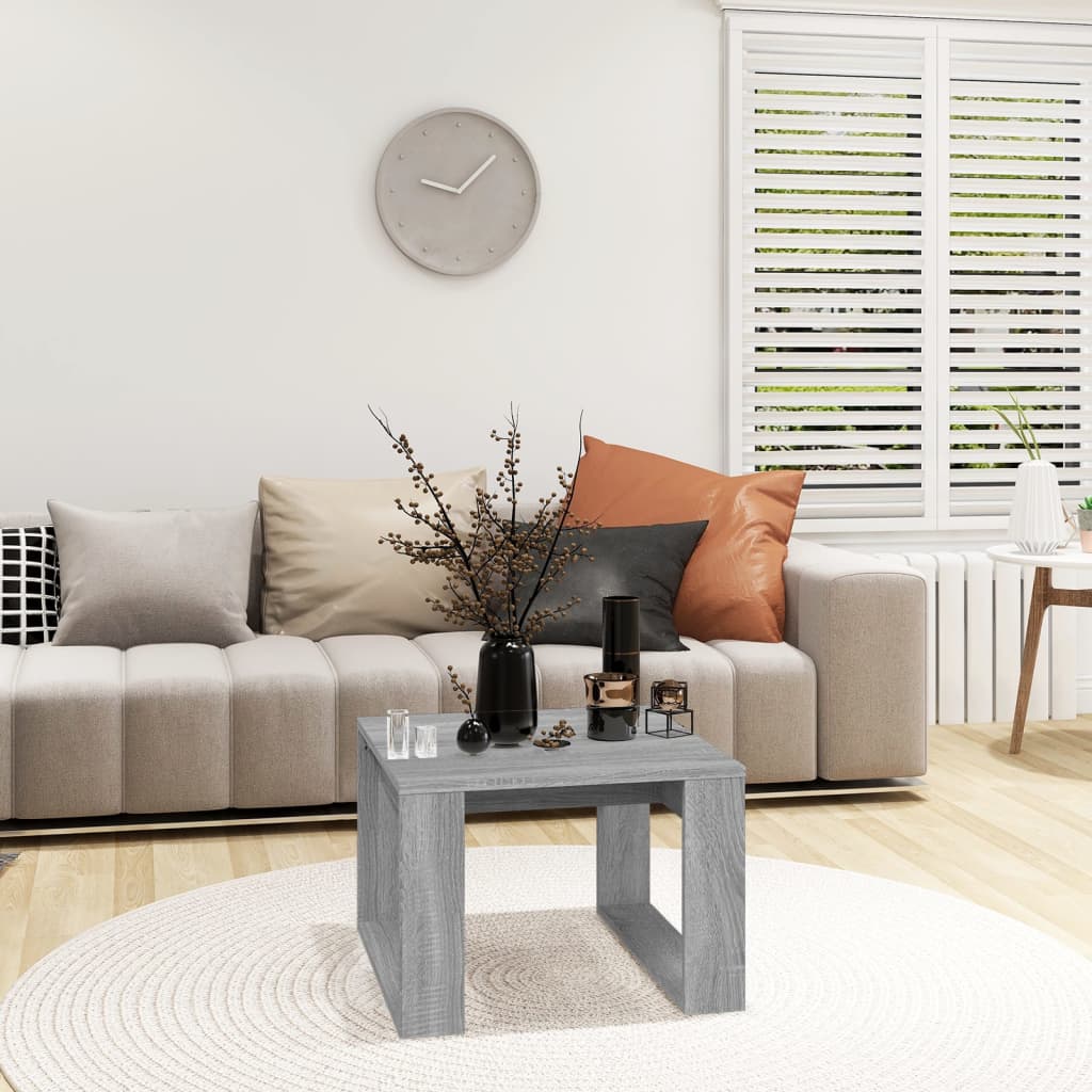 Bijzettafel 50x50x35 cm bewerkt hout grijs sonoma eikenkleurig is nu te koop bij PeponiXL, paradijselijk wonen!