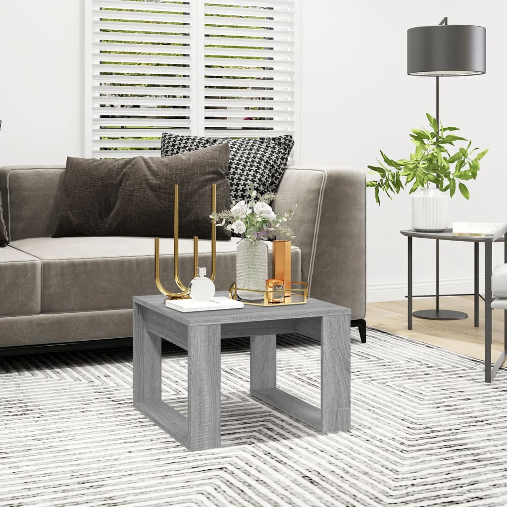 Bijzettafel 50x50x35 cm bewerkt hout grijs sonoma eikenkleurig is nu te koop bij PeponiXL, paradijselijk wonen!