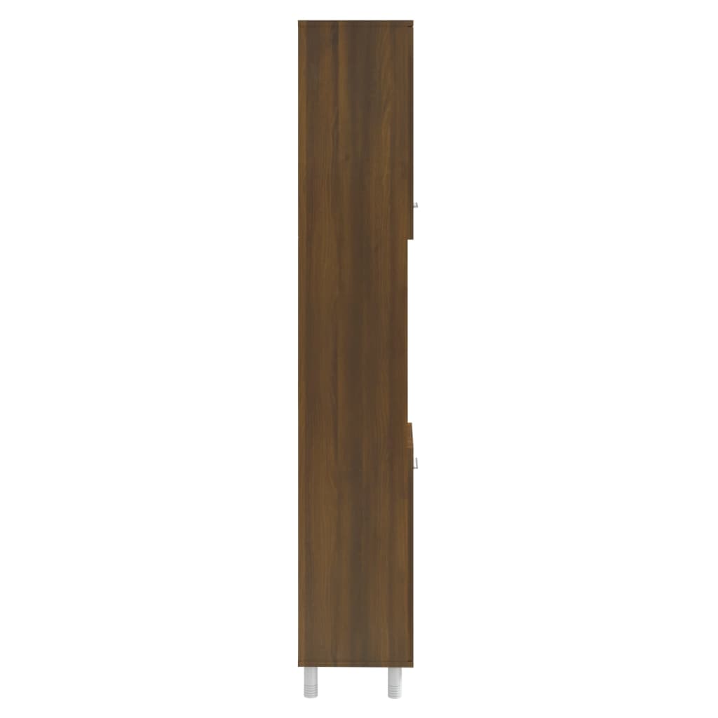 Badkamerkast 30x30x179 cm bewerkt hout bruin eikenkleur is nu te koop bij PeponiXL, paradijselijk wonen!