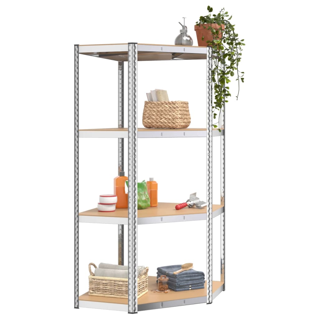 Opbergrek 4 Laags 3 st staal & bewerkt hout zilverkleurig is nu te koop bij PeponiXL, paradijselijk wonen!