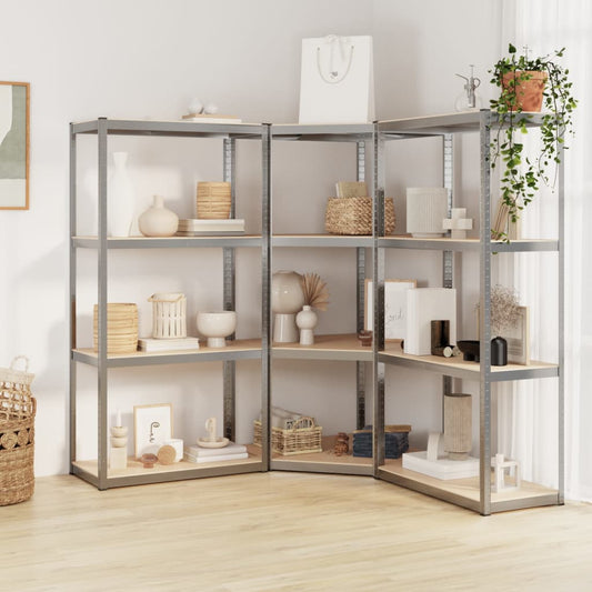 Opbergrek 4 Laags 3 st staal & bewerkt hout zilverkleurig is nu te koop bij PeponiXL, paradijselijk wonen!