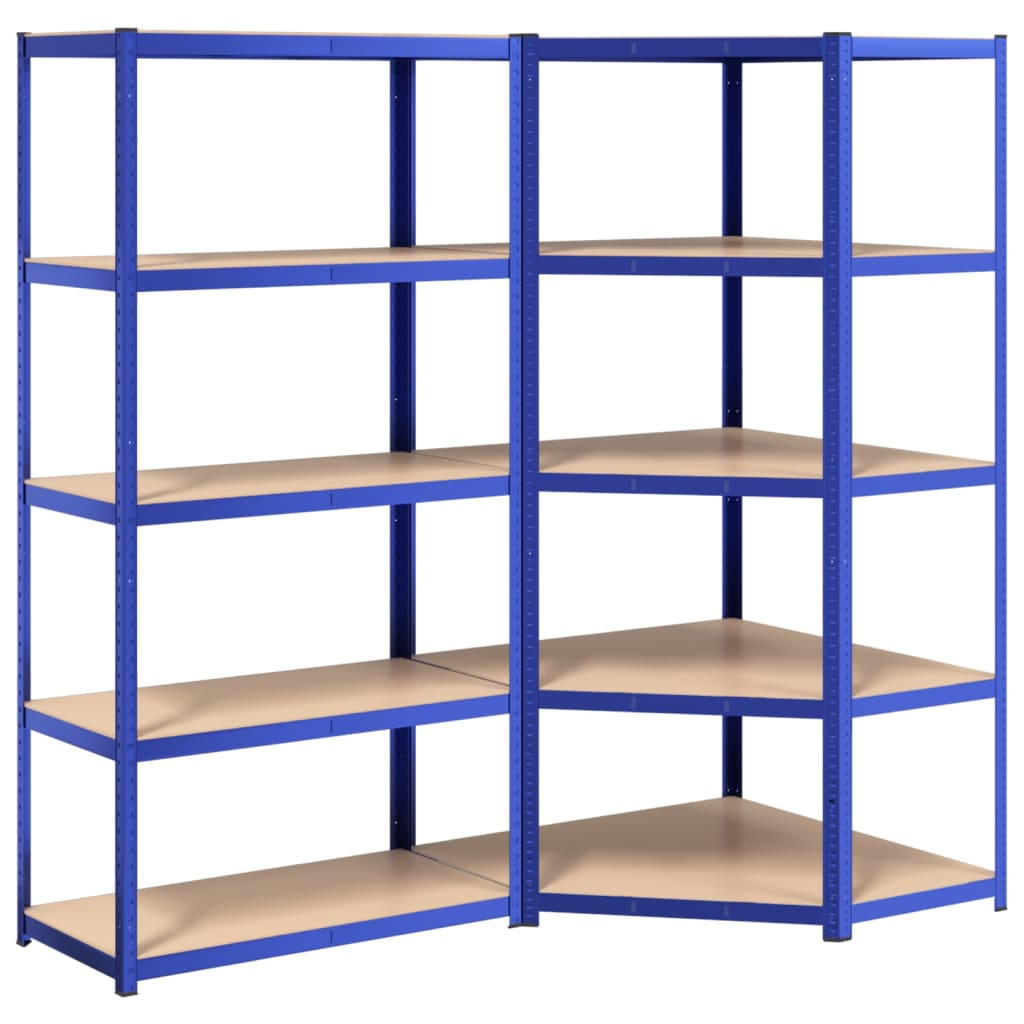 Opbergrek 5-laags 2 st staal & bewerkt hout blauw is nu te koop bij PeponiXL, paradijselijk wonen!