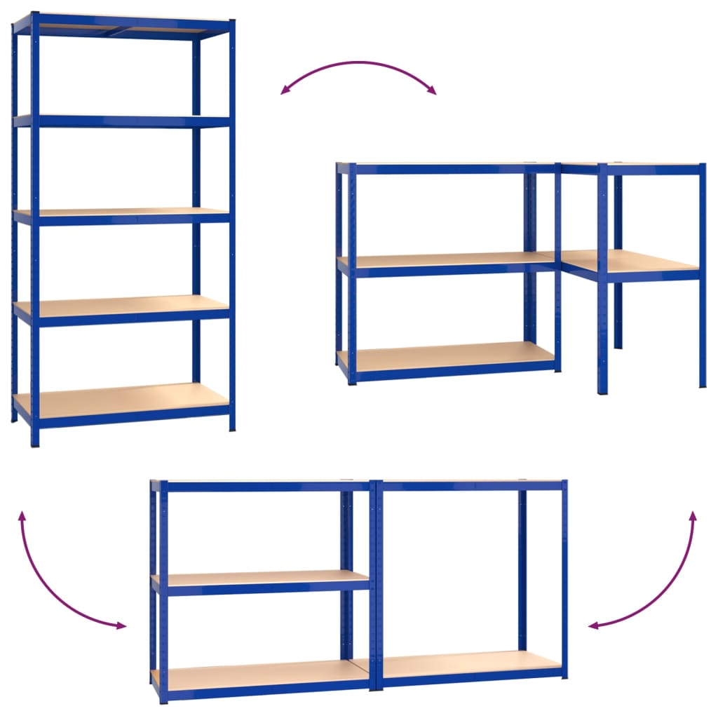 Opbergrek 5-laags 2 st staal & bewerkt hout blauw is nu te koop bij PeponiXL, paradijselijk wonen!