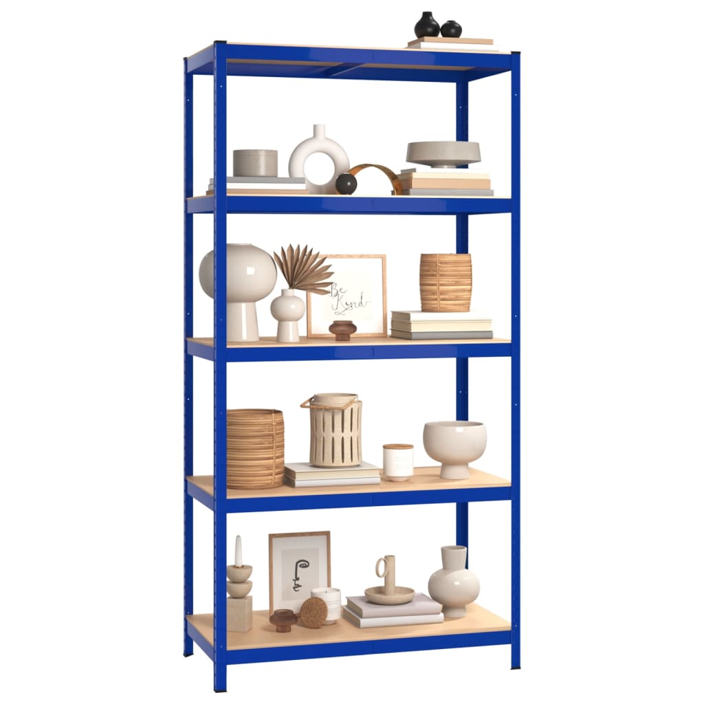 Opbergrek 5-laags 2 st staal & bewerkt hout blauw is nu te koop bij PeponiXL, paradijselijk wonen!