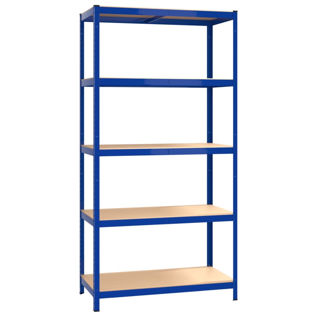 Opbergrek 5-laags 2 st staal & bewerkt hout blauw is nu te koop bij PeponiXL, paradijselijk wonen!