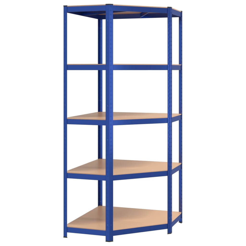 Opbergrek 5-laags 2 st staal & bewerkt hout blauw is nu te koop bij PeponiXL, paradijselijk wonen!