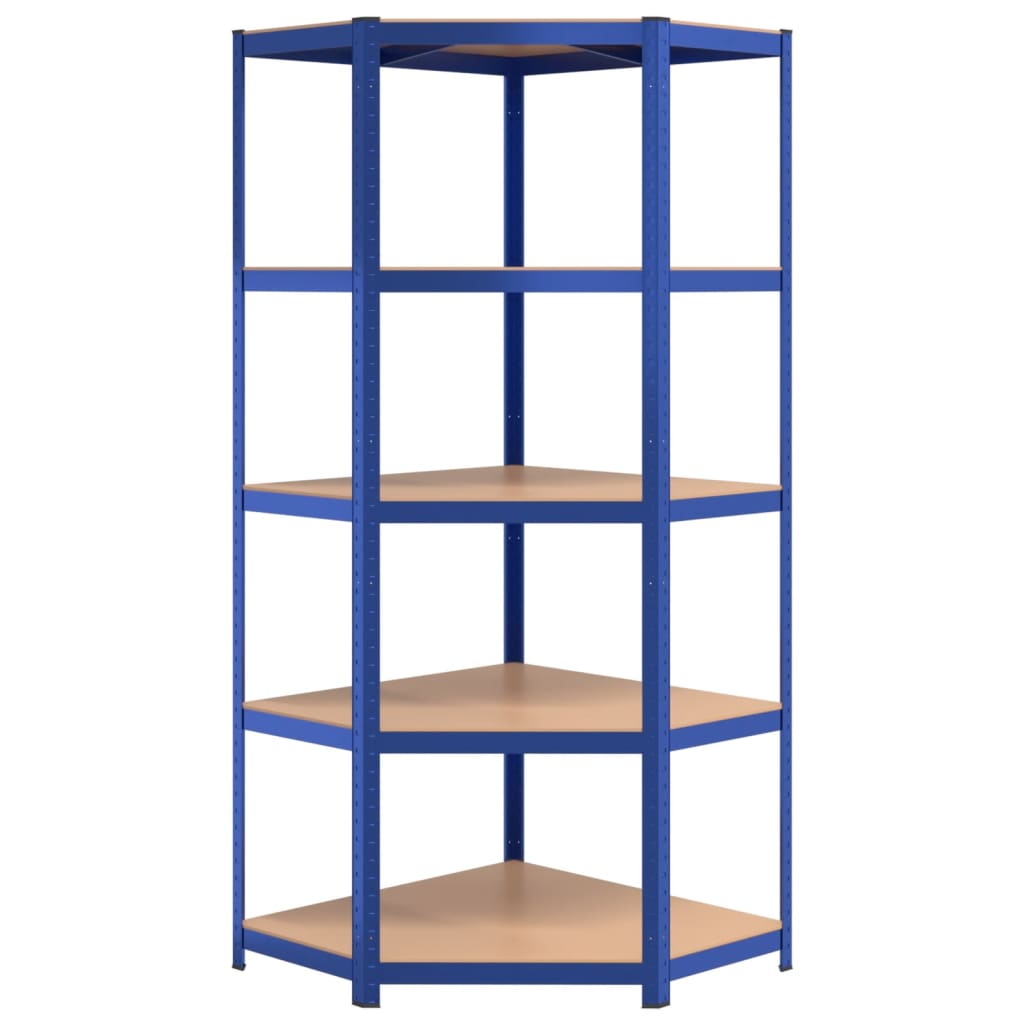 Opbergrek 5-laags 2 st staal & bewerkt hout blauw is nu te koop bij PeponiXL, paradijselijk wonen!