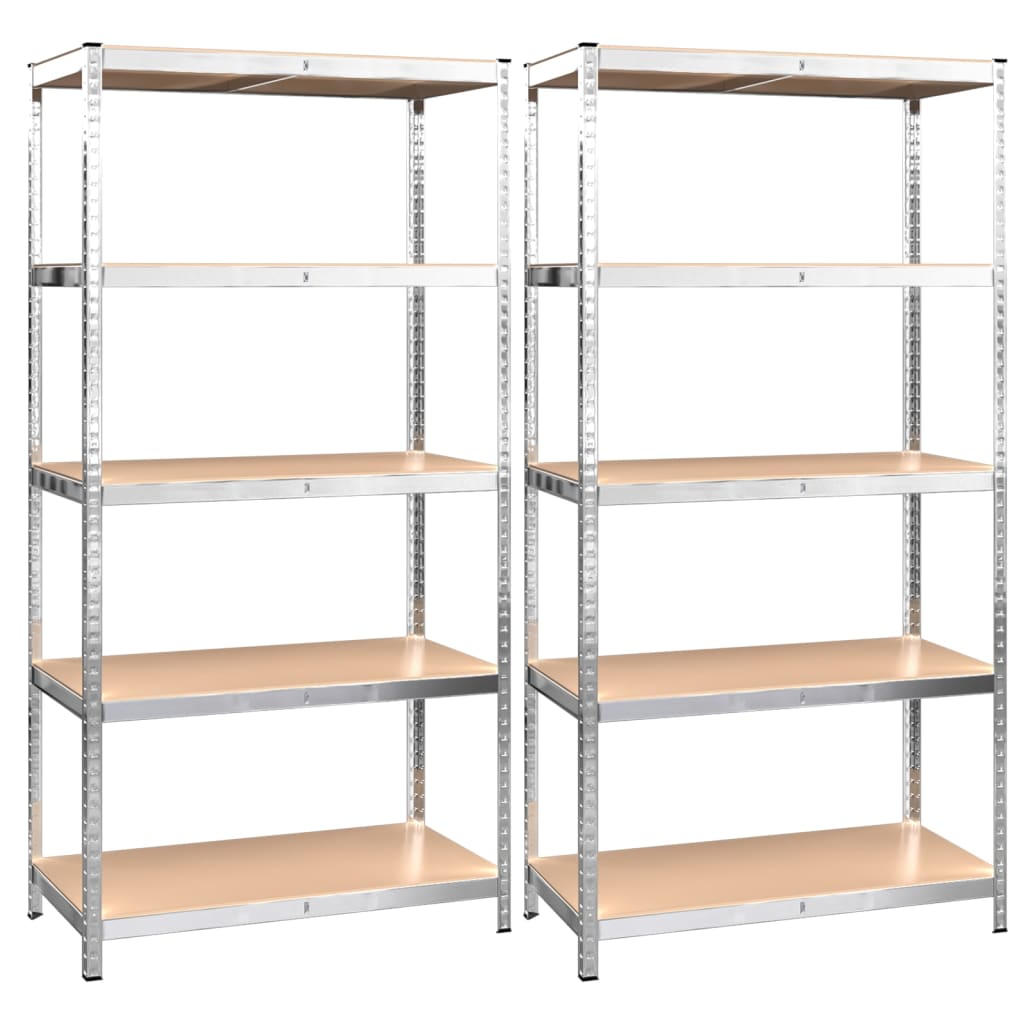 Opbergrek 5-laags 2 st staal en bewerkt hout zilverkleurig is nu te koop bij PeponiXL, paradijselijk wonen!