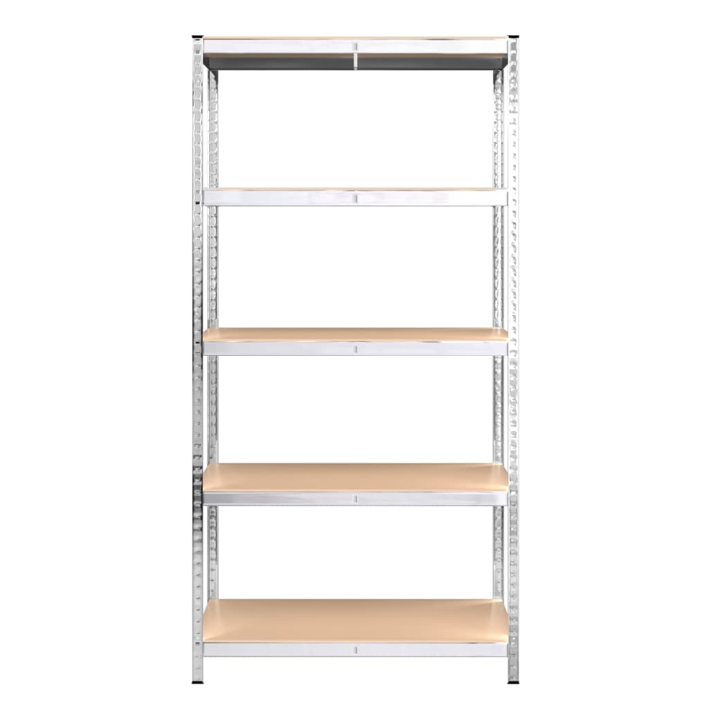 Opbergrek 5-laags 2 st staal en bewerkt hout zilverkleurig is nu te koop bij PeponiXL, paradijselijk wonen!