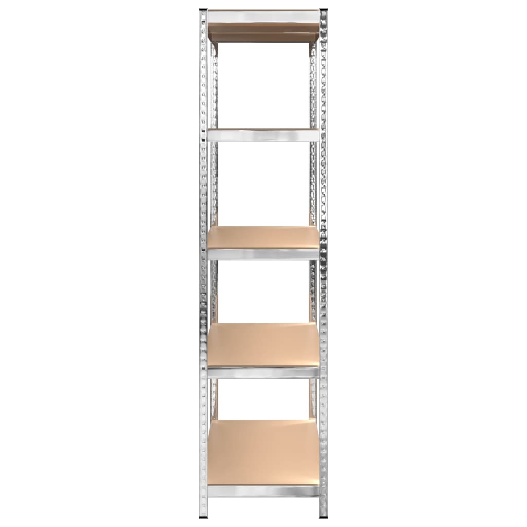 Opbergrek 5-laags 2 st staal en bewerkt hout zilverkleurig is nu te koop bij PeponiXL, paradijselijk wonen!