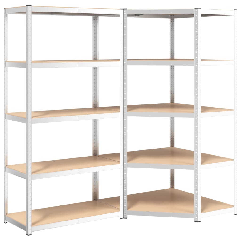 Opbergrek 5-laags 2 st staal en bewerkt hout zilverkleurig is nu te koop bij PeponiXL, paradijselijk wonen!