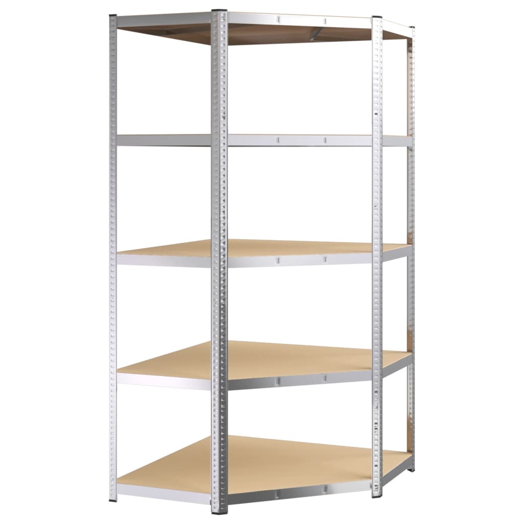 Opbergrek 5-laags 2 st staal en bewerkt hout zilverkleurig is nu te koop bij PeponiXL, paradijselijk wonen!