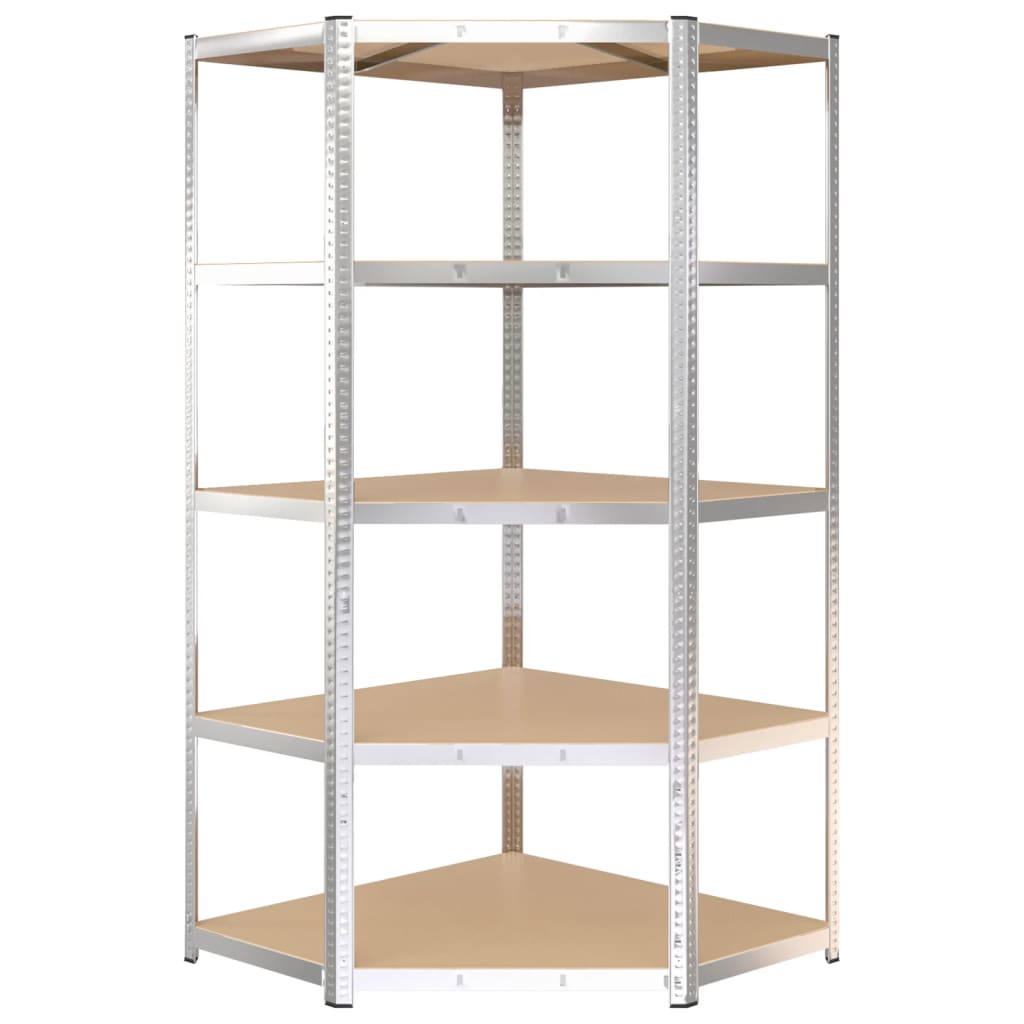 Opbergrek 5-laags 2 st staal en bewerkt hout zilverkleurig is nu te koop bij PeponiXL, paradijselijk wonen!