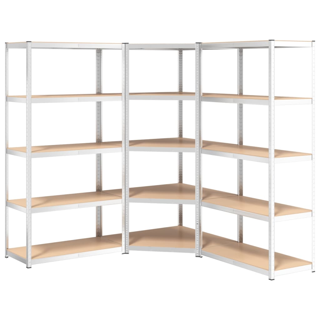 Opbergrekken 5-laags 3 st staal en bewerkt hout zilverkleurig is nu te koop bij PeponiXL, paradijselijk wonen!